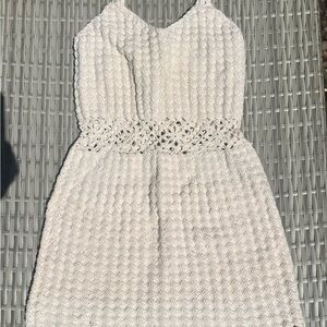 Boho Crochet Cream Women’s Dress Cottagecore Beach Cover Up Festival Vibes